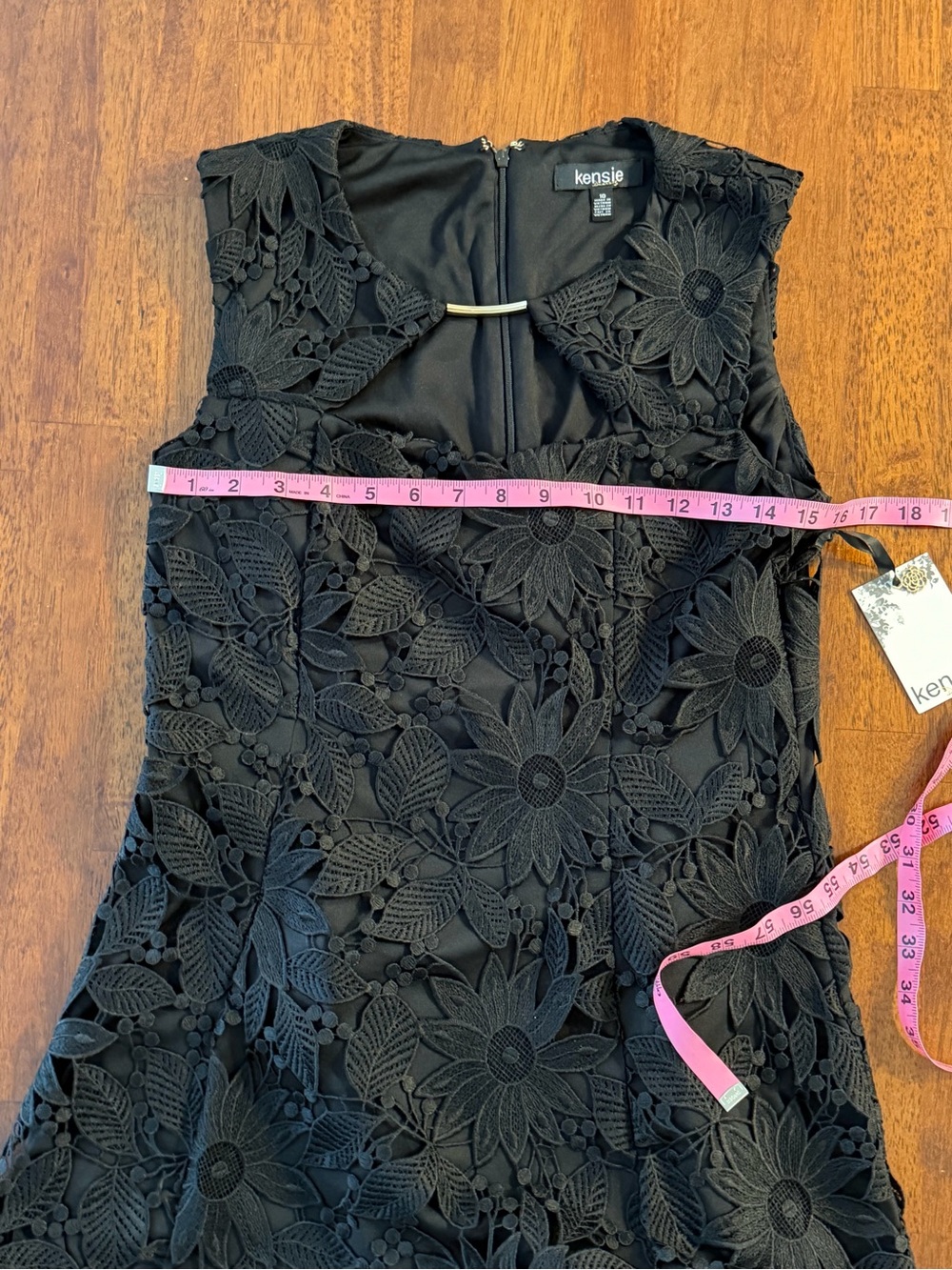 NWT Kensie Black Floral Lace Sleeveless Cocktail Dress Elegant Party Dress Sz 10 - Picture 4 of 5